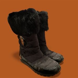 Women's Coach Black Fur-Lined Winter Boots